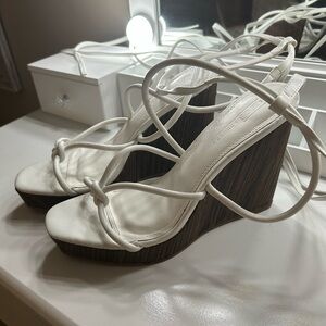 Elegant White Wedge Sandals